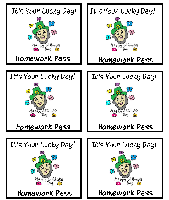 no-homework-pass-template-free
